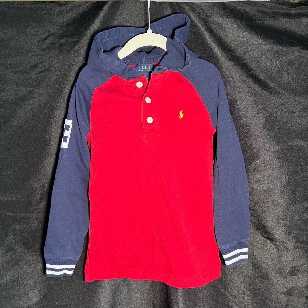 Polo by Ralph Lauren Kids Red and Blue Hooded Shirt